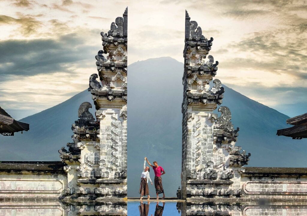 Famous Lempuyang Temple picture with mt. Agung